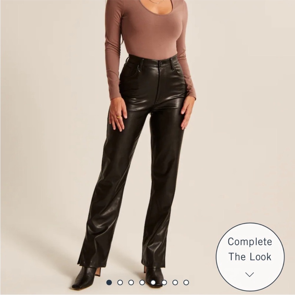 Abercrombie & Fitch Vegan Leather 90s Straight High Rise Pant with Split Leg